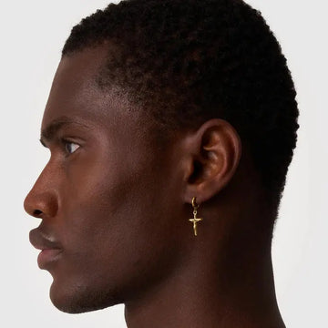 18k gold earring with overlay