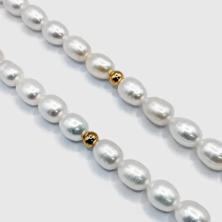 Rounded Real Pearl Necklace (Silver)