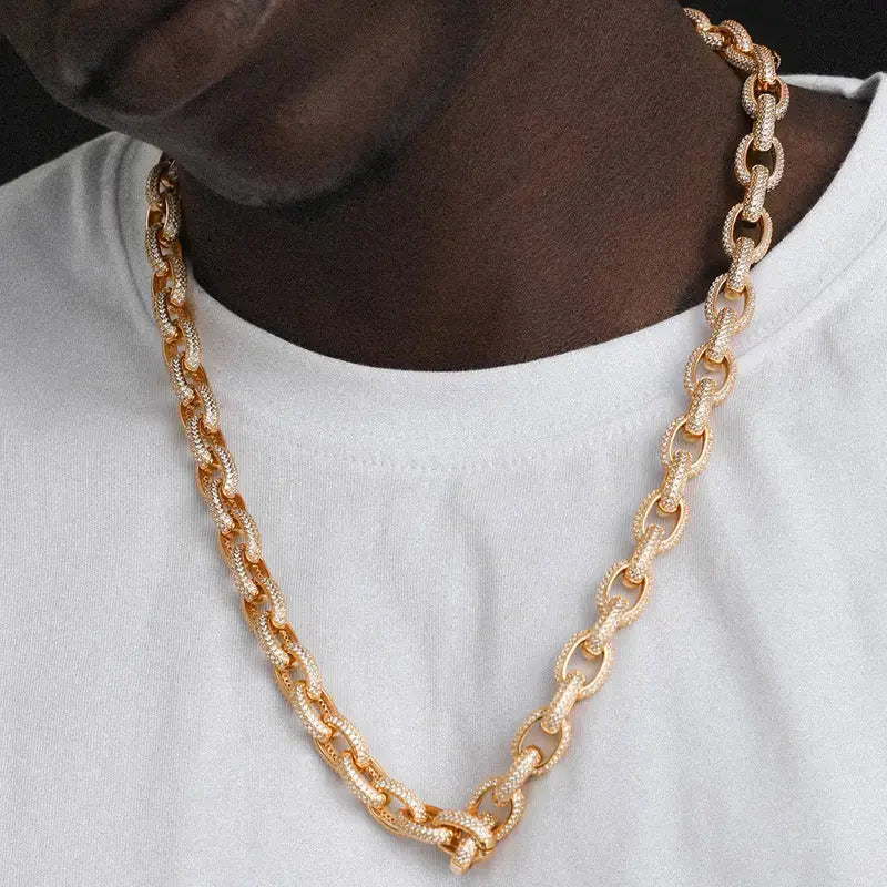 10mm Iced Out Cuban Link Chain with Ring Clasp -- DVVX CHAINS