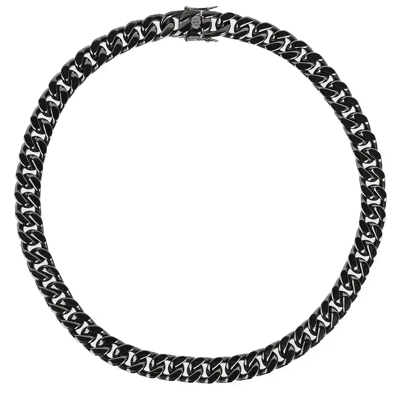 12mm Black Cuban Link Chain -- DVVX CHAINS