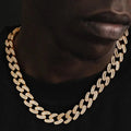 15mm Iced Out Cuban Link Chain in Yellow Gold -- DVVX CHAINS