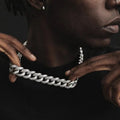 18mm Iced Out Cuban Link Chain in White Gold -- DVVX CHAINS