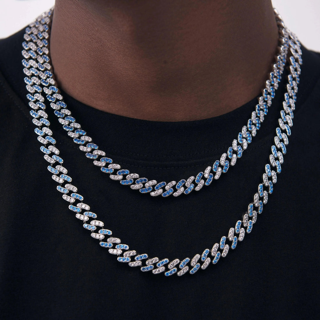 8mm Blue Iced Out Cuban Link Chain -- DVVX CHAINS