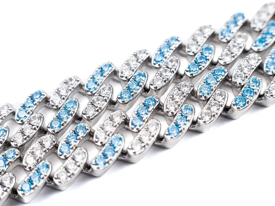 8mm Blue Iced Out Cuban Link Chain -- DVVX CHAINS