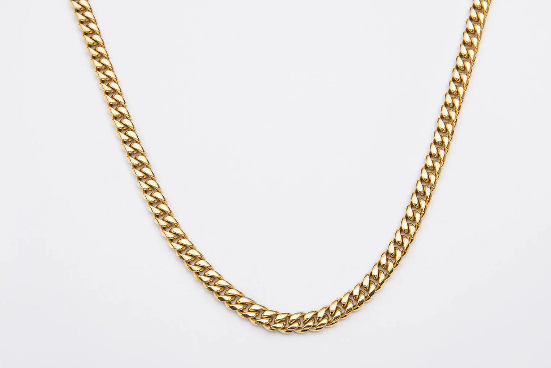 8mm Gold Miami Cuban Link Chain for Men -- DVVX CHAINS