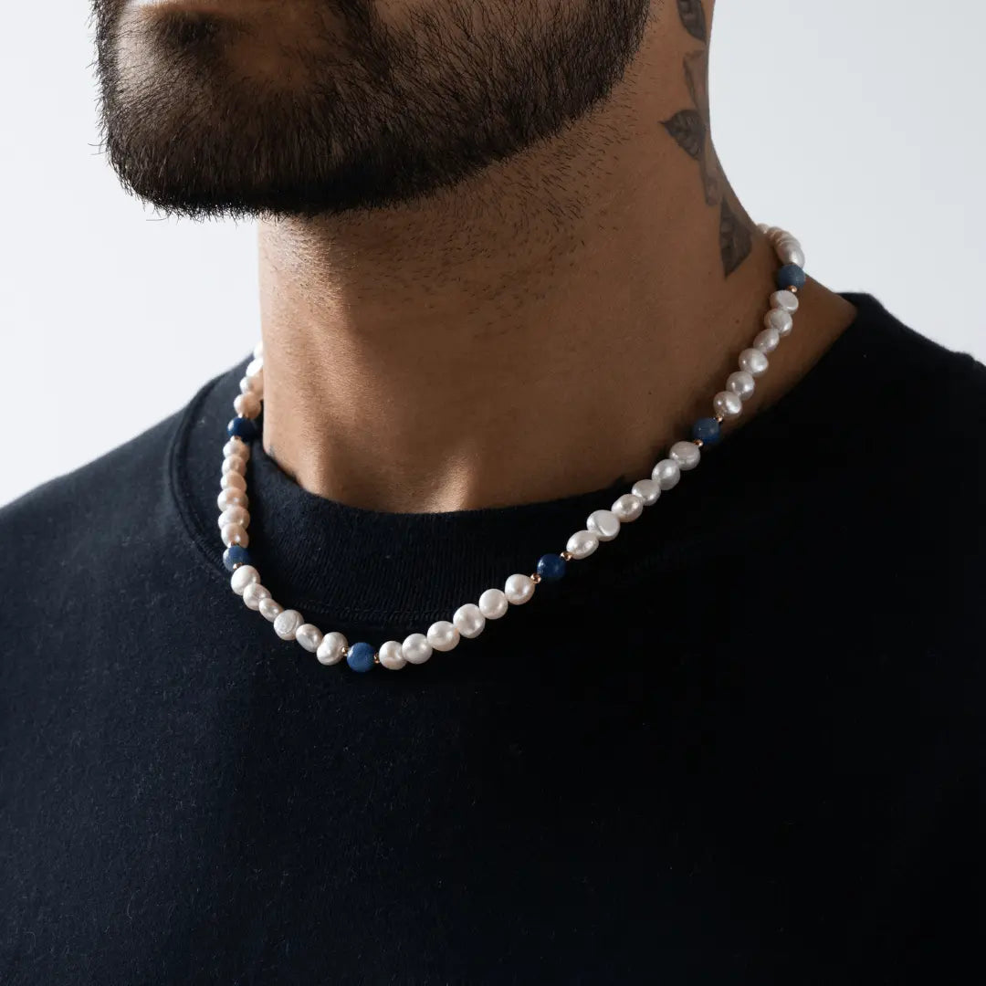 Cobalt Blue - Real Pearl Necklace -- DVVX CHAINS