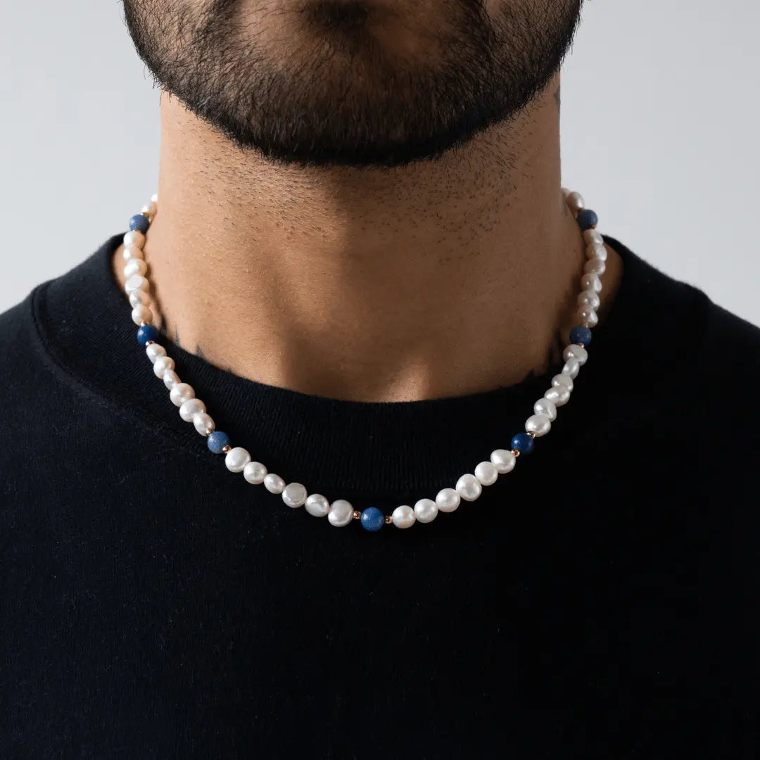 Cobalt Blue - Real Pearl Necklace -- DVVX CHAINS