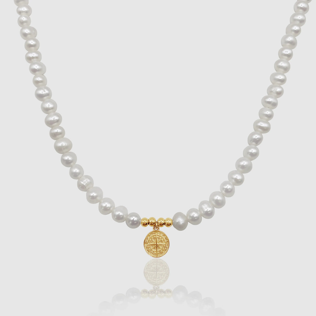 Compass Real Pearl Necklace (Gold) -- DVVX CHAINS