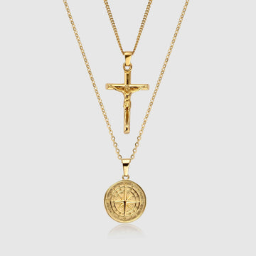 Compass x Crucifix Set (Gold) -- DVVX CHAINS