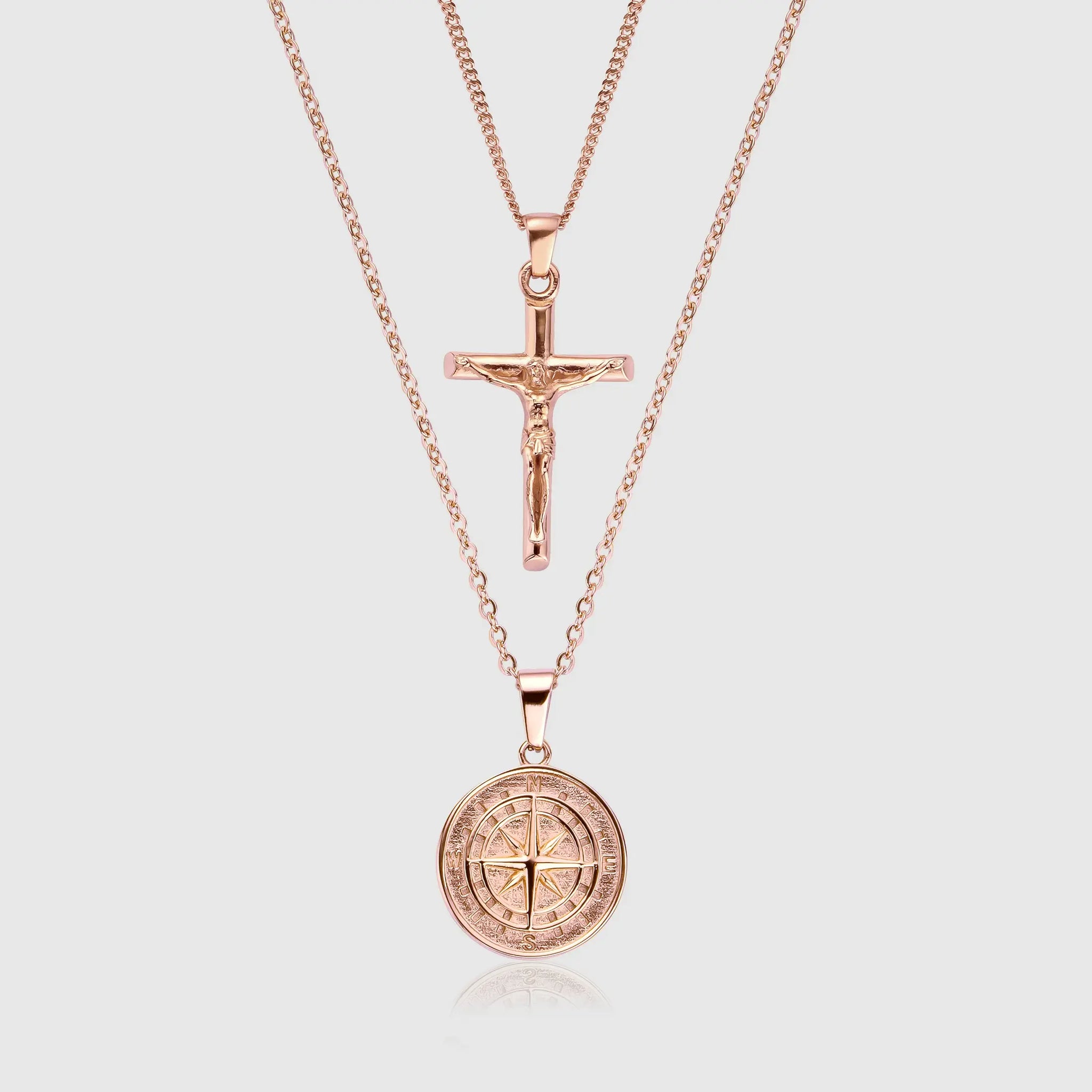 Compass x Crucifix Set (Rose Gold) -- DVVX CHAINS