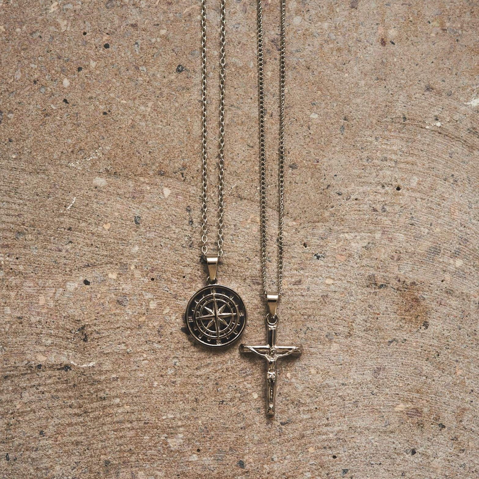 Compass x Crucifix Set (Silver) -- DVVX CHAINS