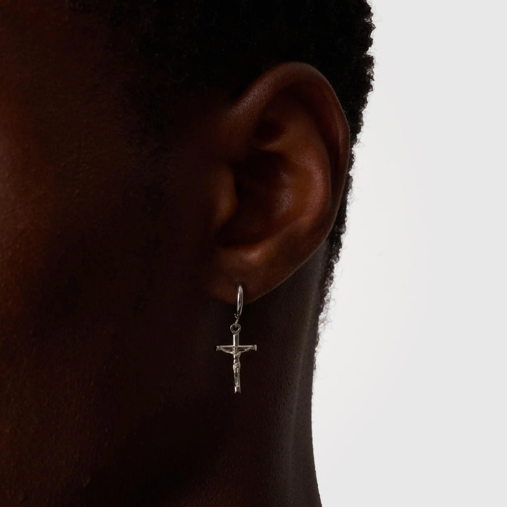 Crucifix Earring (Silver) -- DVVX CHAINS