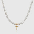 Crucifix Real Pearl Necklace (Gold) - DVVX CHAINS