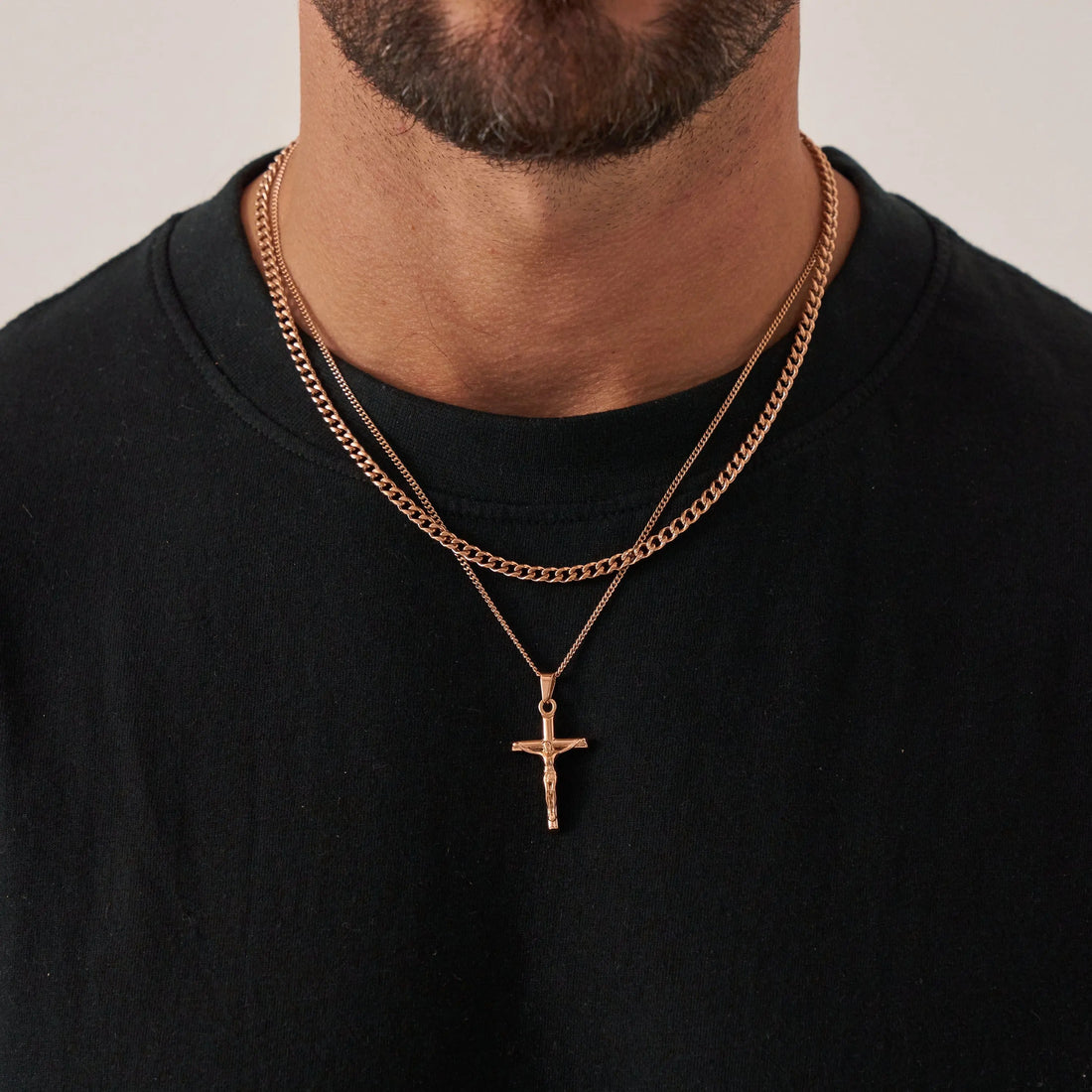 Crucifix and Cuban Set (Rose Gold) -- DVVX CHAINS