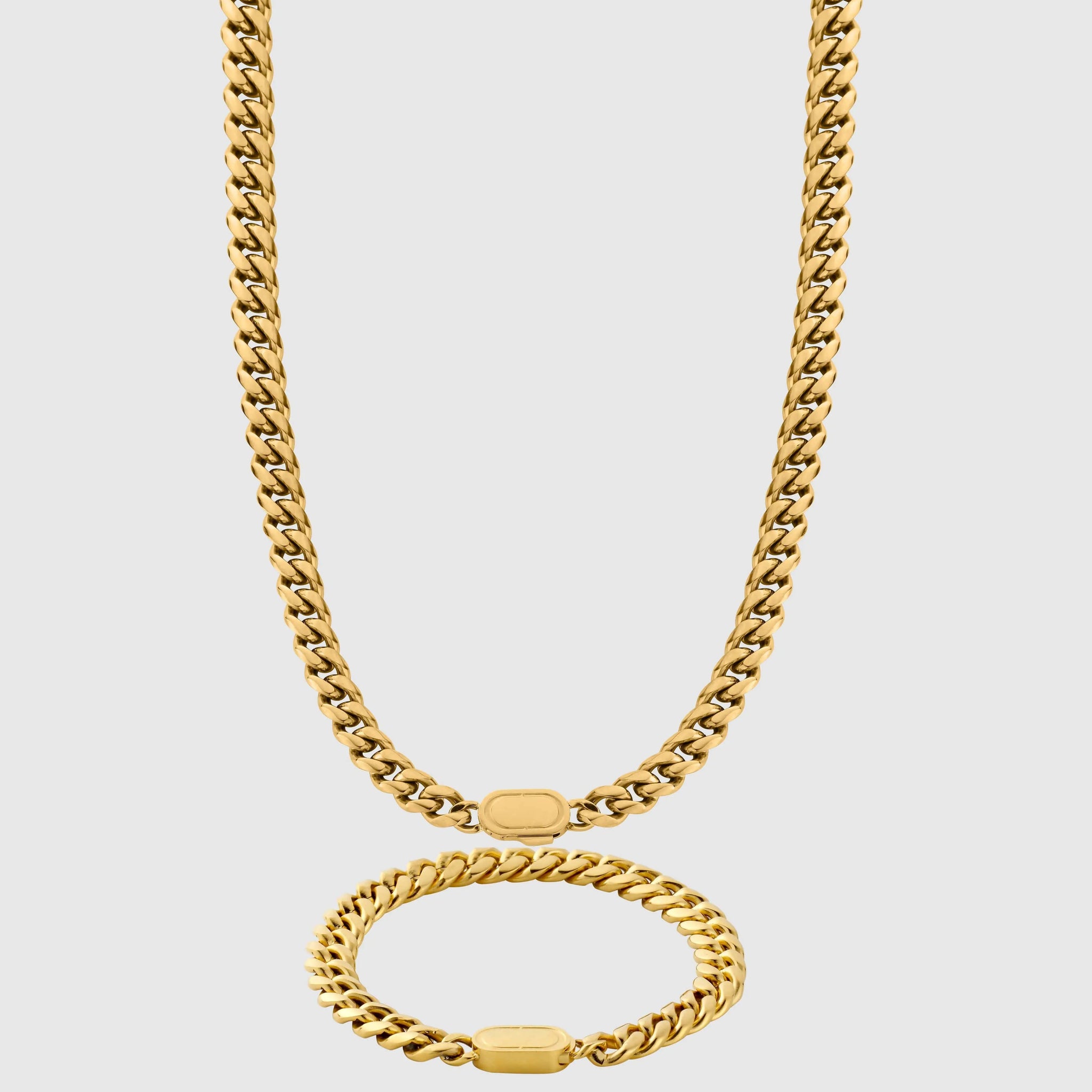 Cuban Link Chain 8mm Gold Set -- DVVX CHAINS