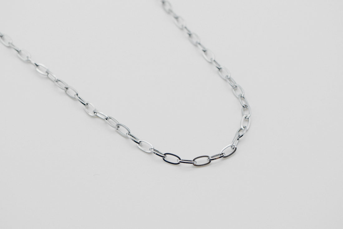 Silver Paper Clip Chain Necklace