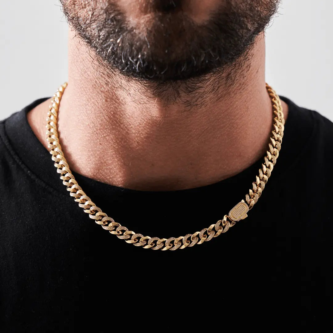 Half Iced Cuban (Gold) 8mm -- DVVX CHAINS