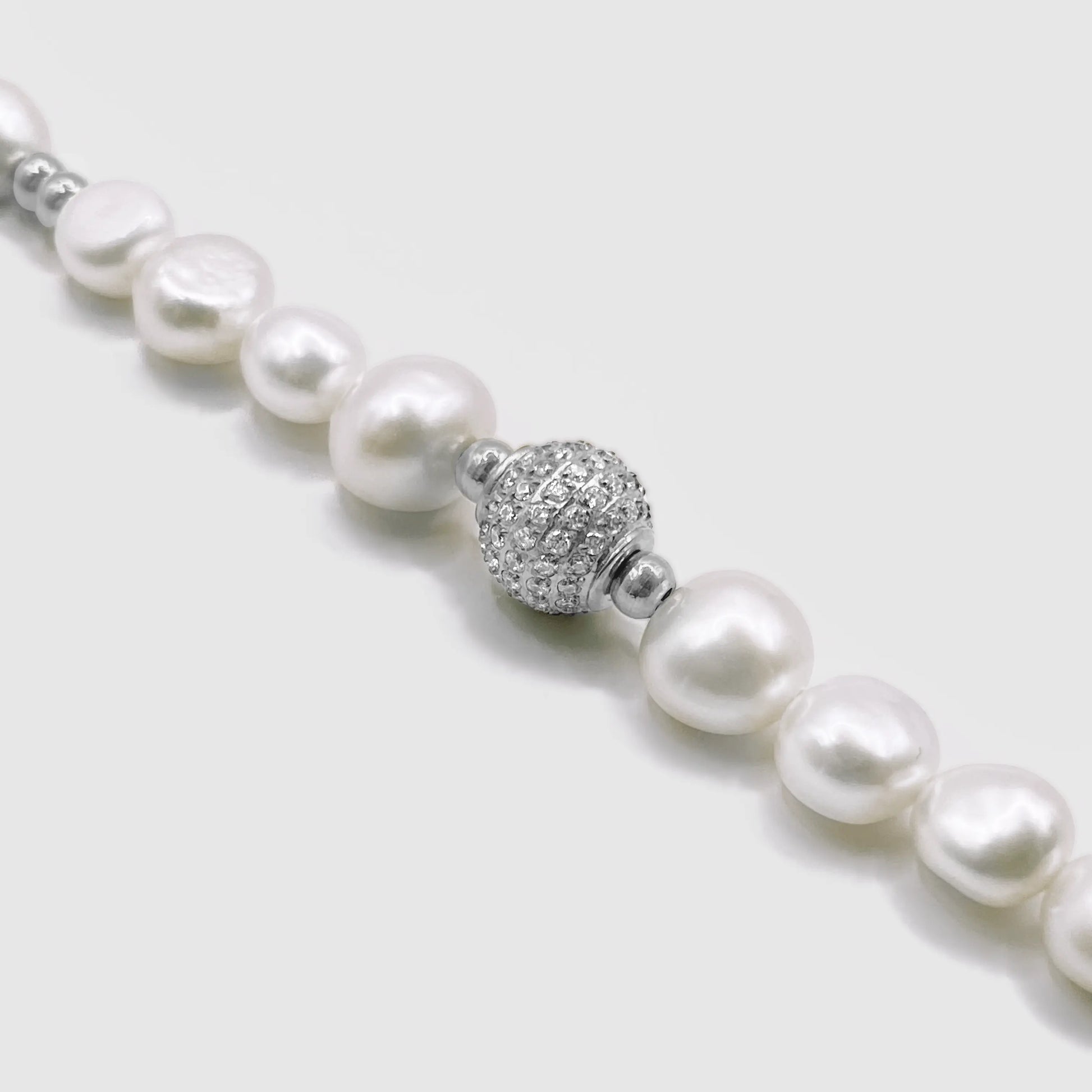 Iced Beaded Real Pearl Bracelet (Silver) -- DVVX CHAINS