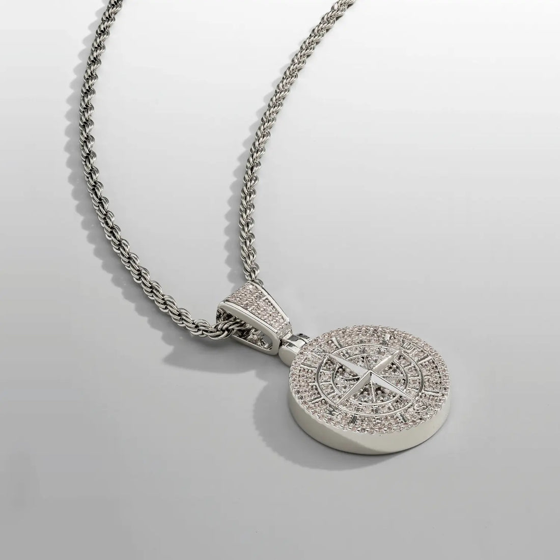 Iced Compass Pendant (Silver) -- DVVX CHAINS