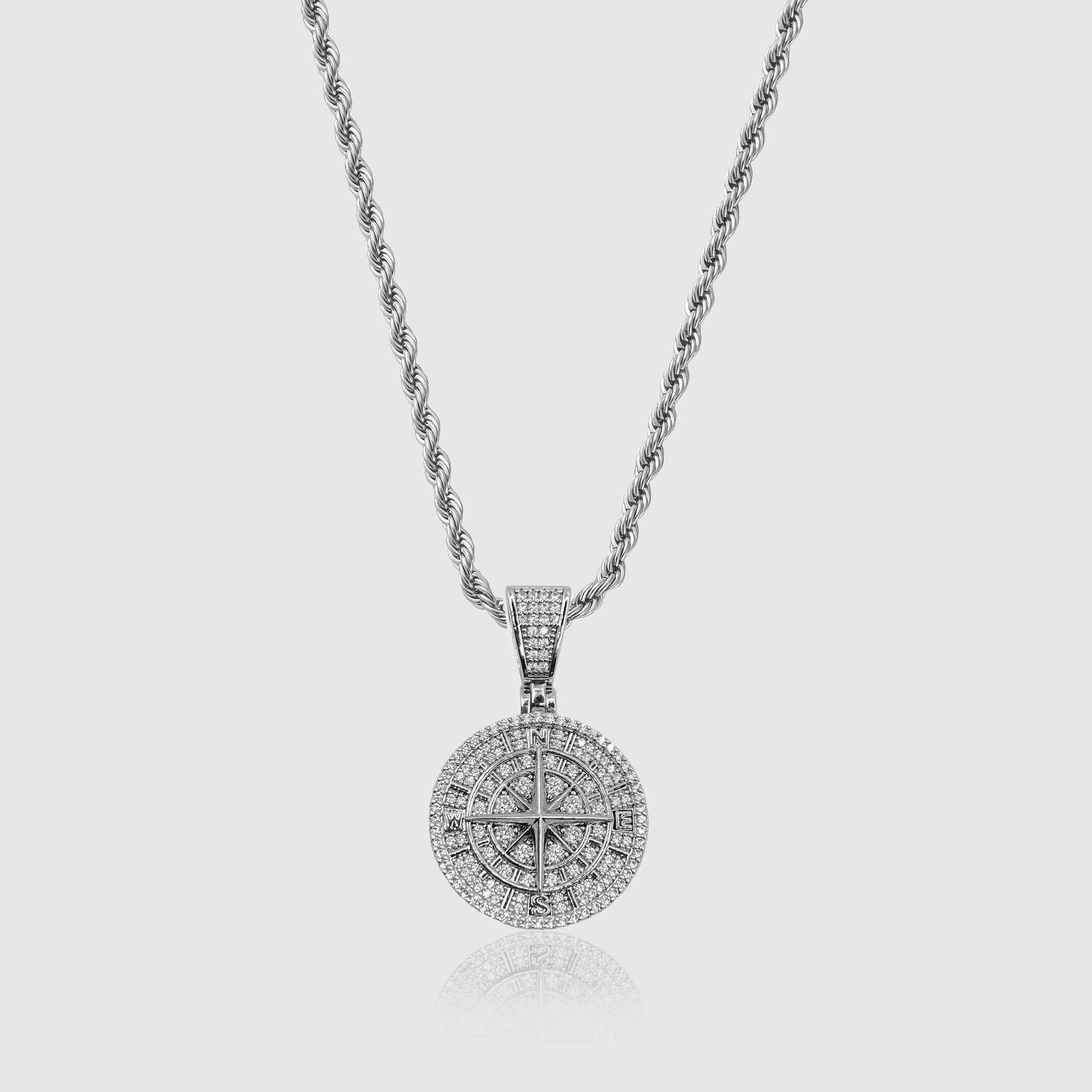 Iced Compass Pendant (Silver) -- DVVX CHAINS