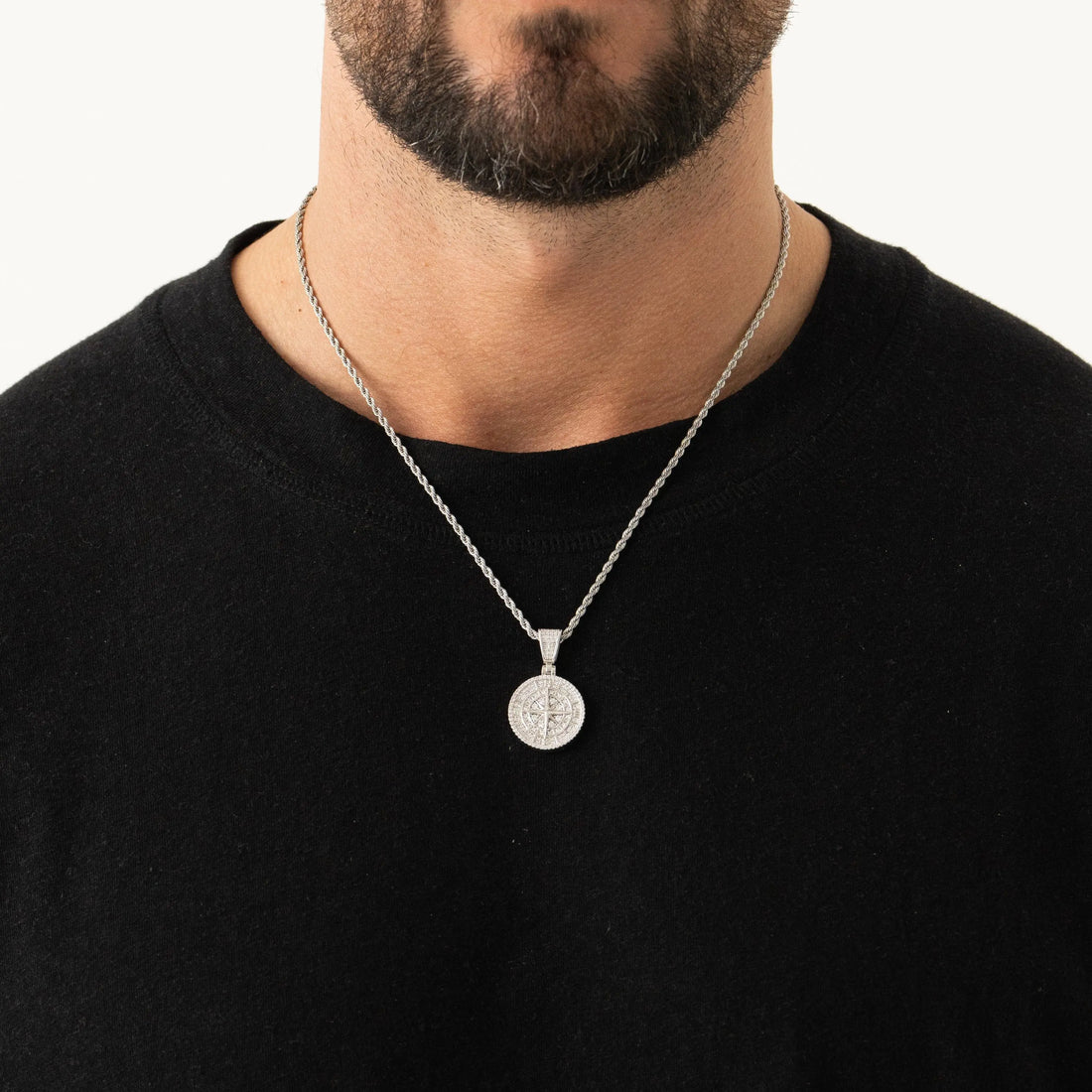 Iced Compass Pendant (Silver) -- DVVX CHAINS