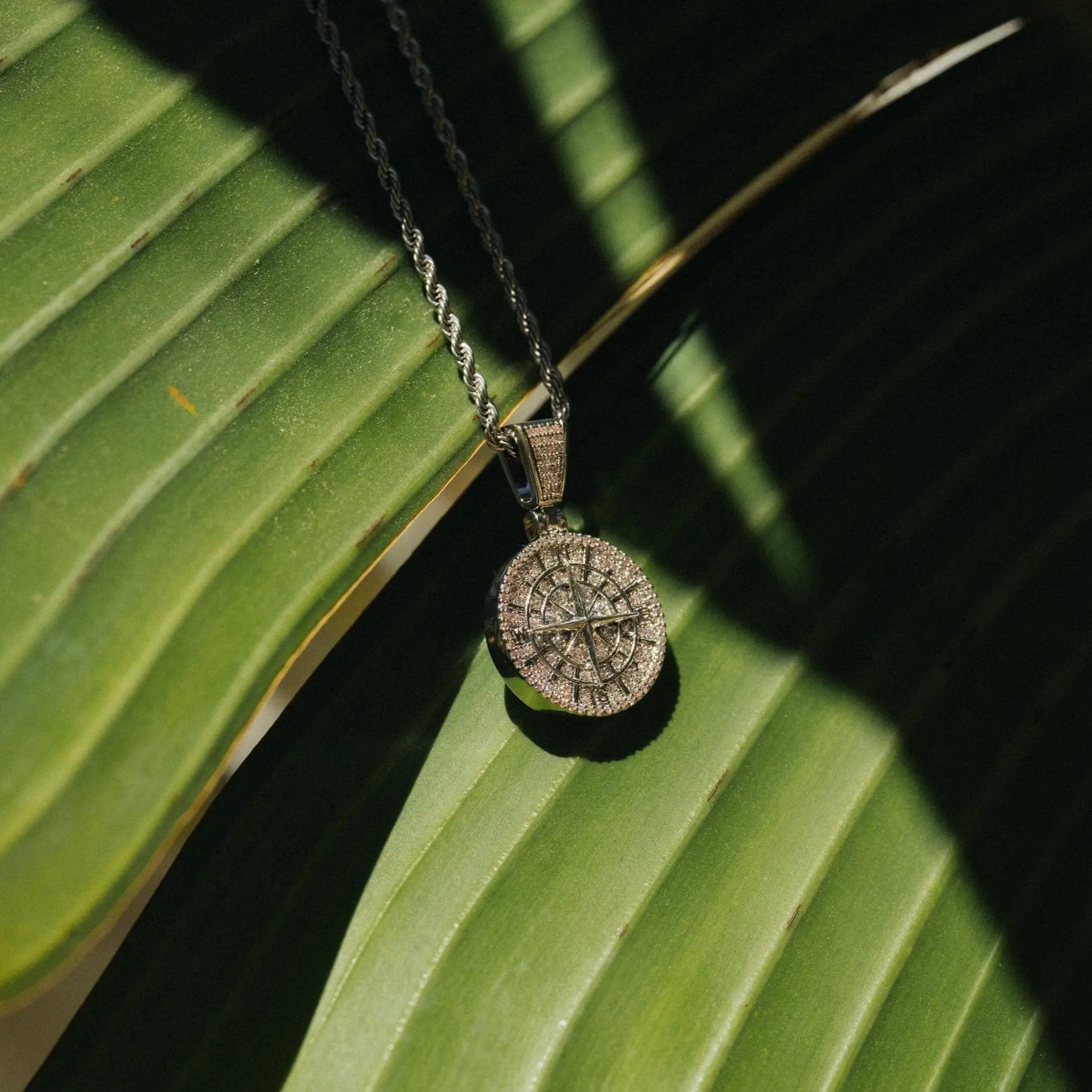 Iced Compass Pendant (Silver) -- DVVX CHAINS