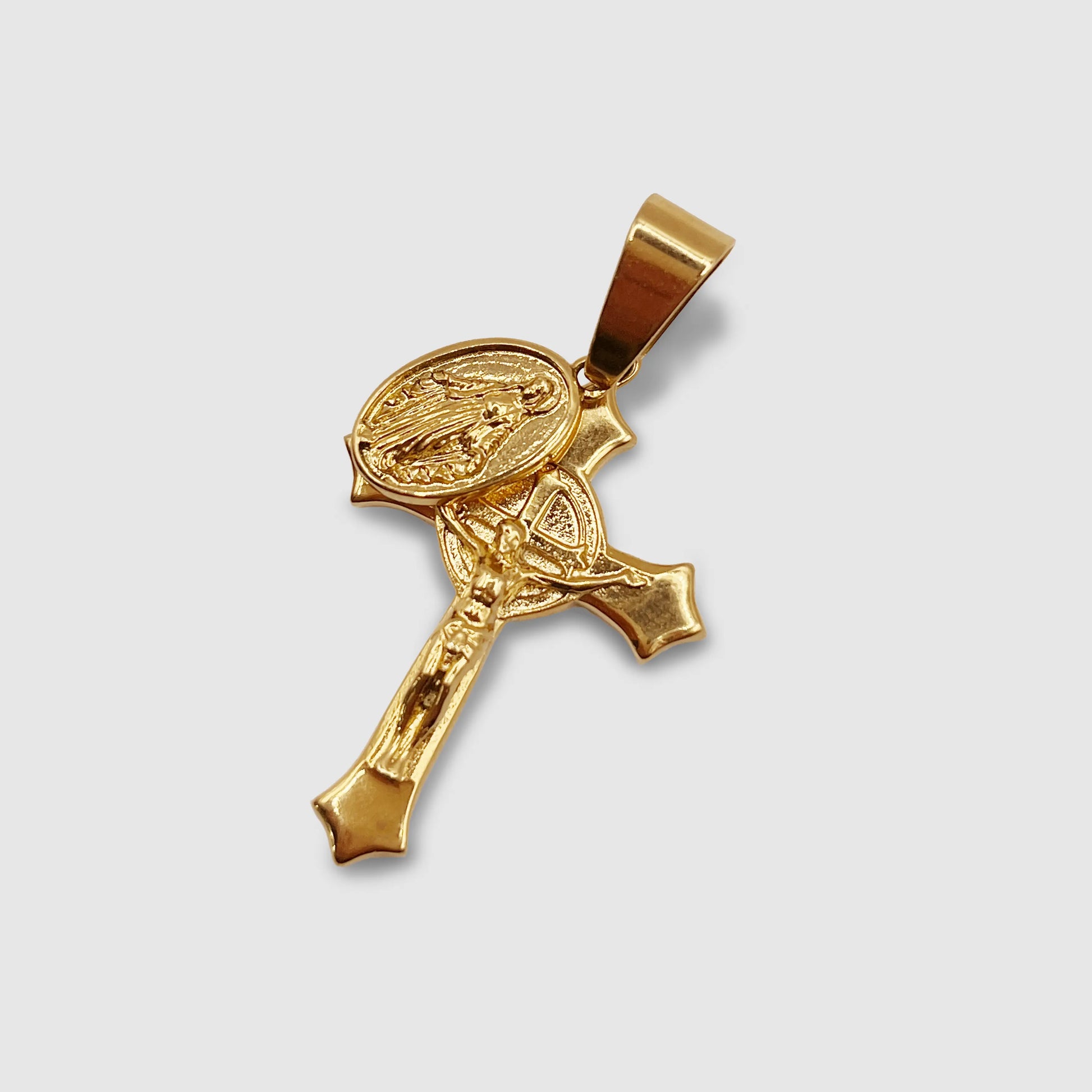 Jesus & Mary Cross Pendant (Gold) -- DVVX CHAINS