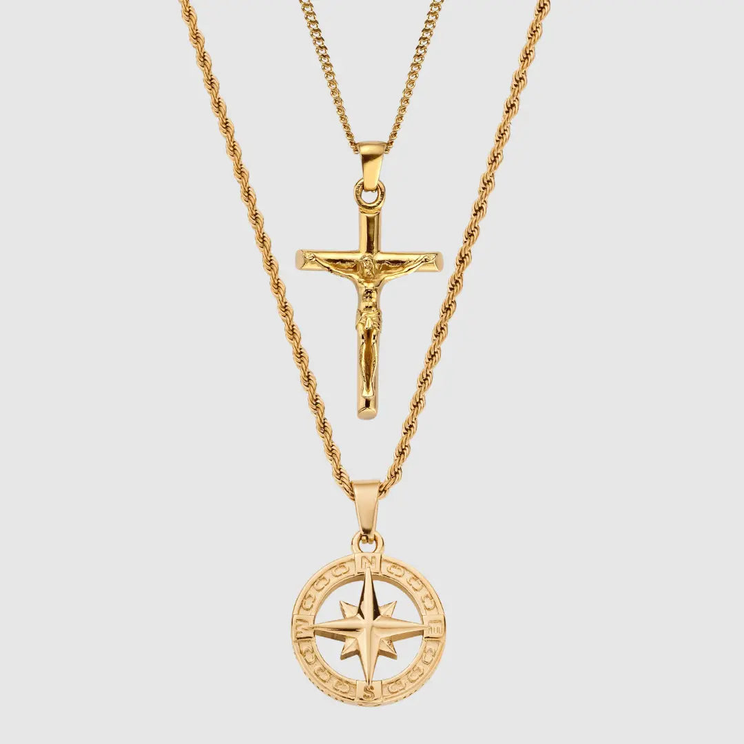 North Star x Crucifix Set (Gold) -- DVVX CHAINS