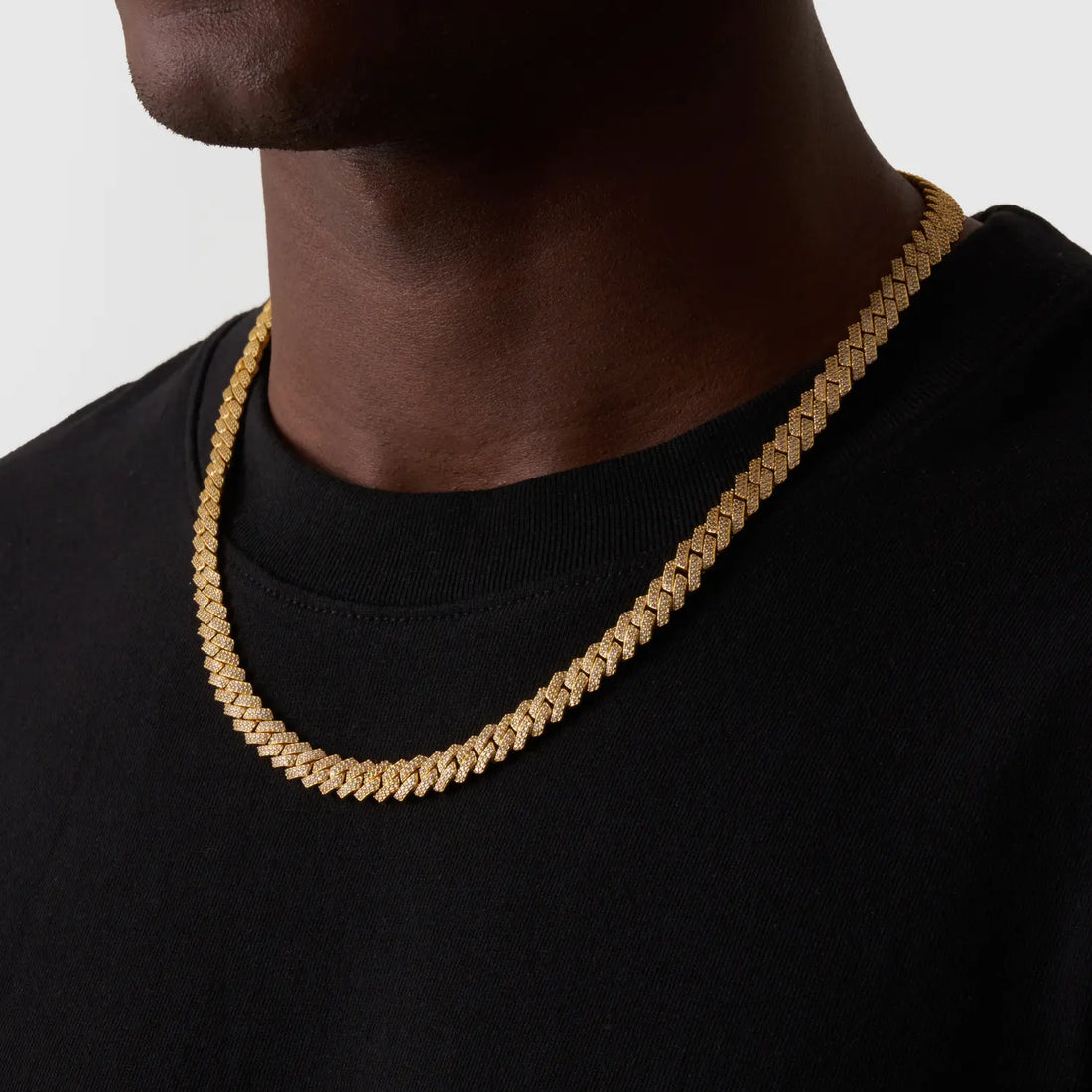 Prong Link Iced Cuban (Gold) 8mm -- DVVX CHAINS