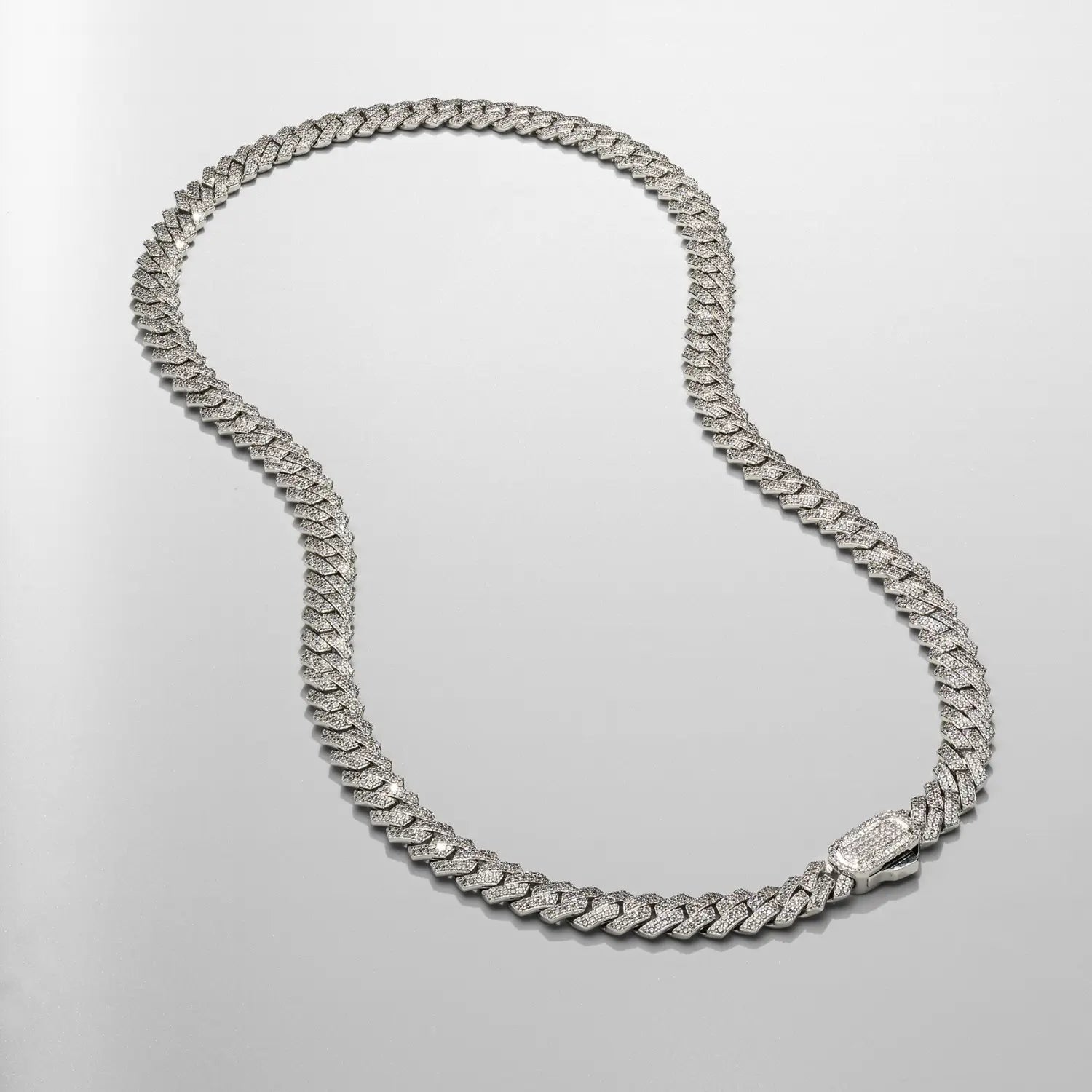 Prong Link Iced Cuban (Silver) 8mm -- DVVX CHAINS