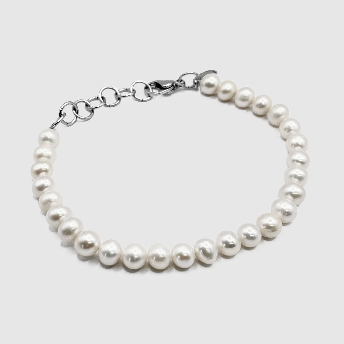 Rounded Real Pearl Bracelet (Silver) -- DVVX CHAINS