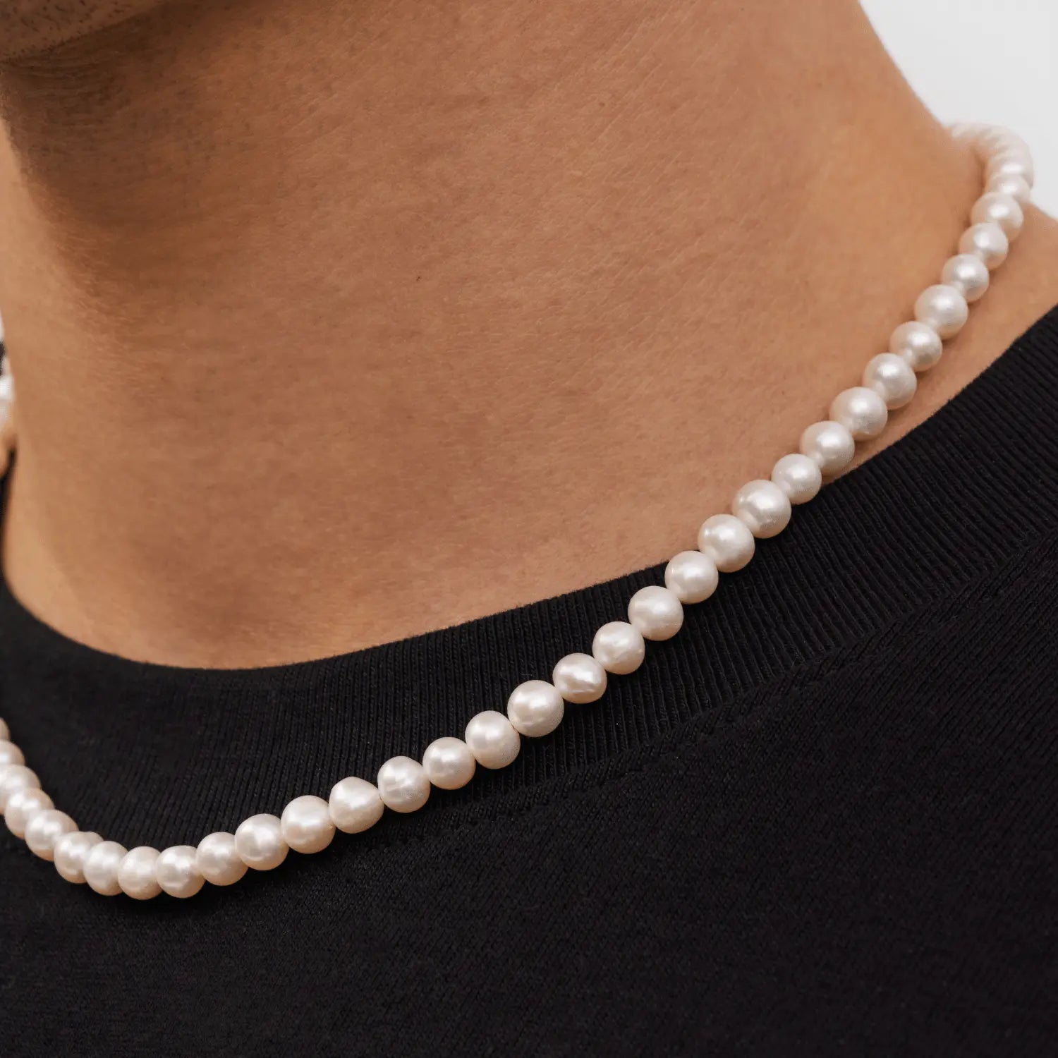 Rounded Real Pearl Necklace (Silver) -- DVVX CHAINS