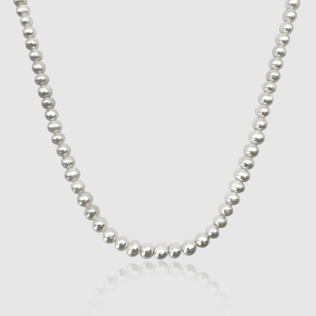 Rounded Real Pearl Necklace (Silver) -- DVVX CHAINS