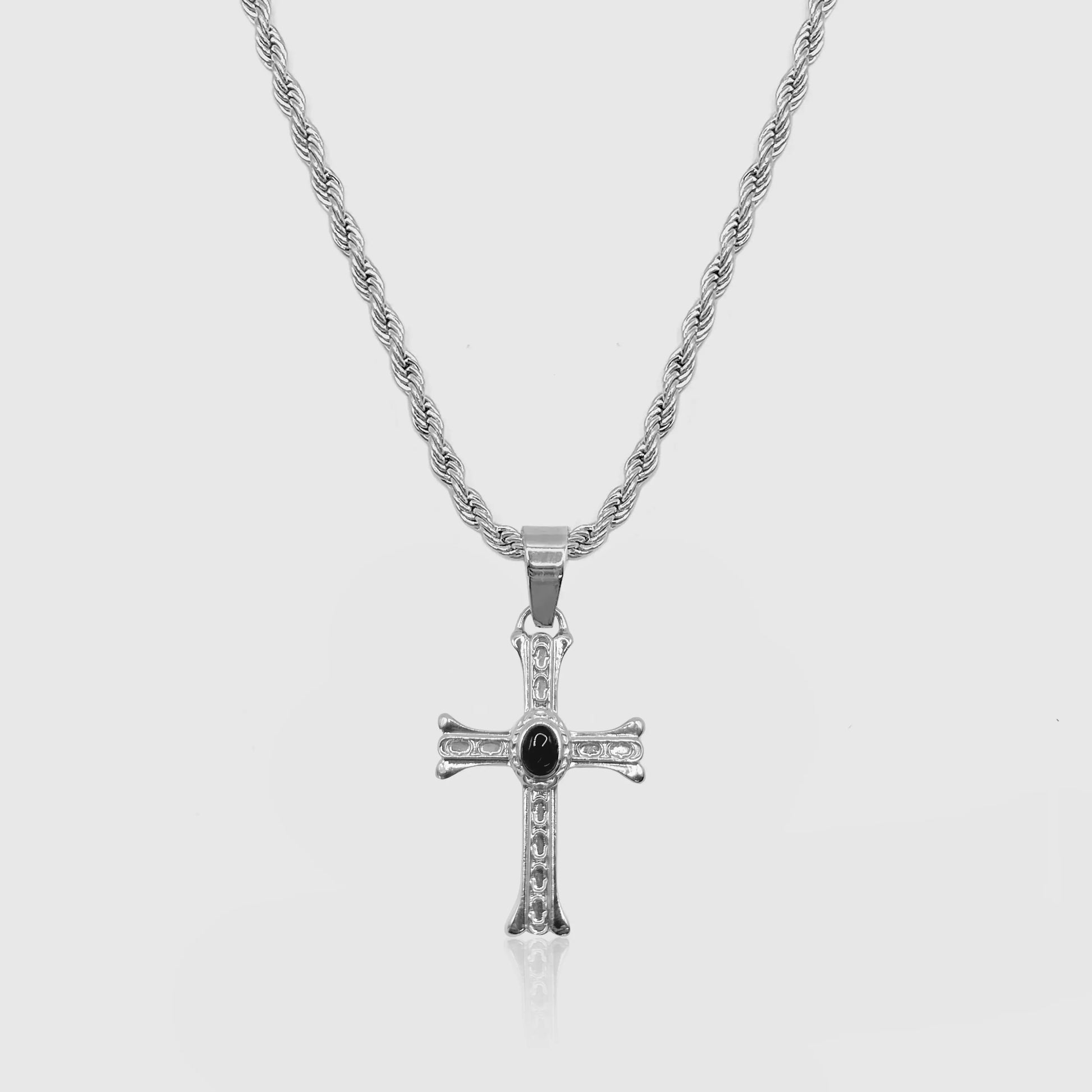 Silver Stone Cross Pendant Chain -- DVVX CHAINS