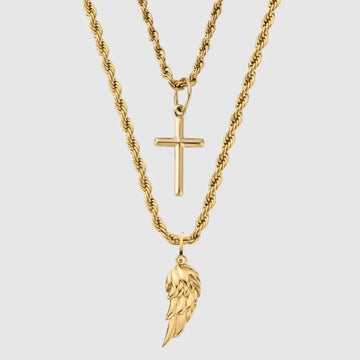 Wing x Cross Set (Gold) -- DVVX CHAINS