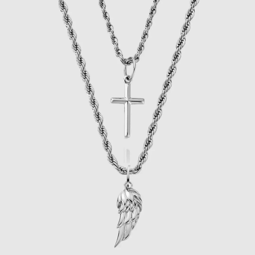 Wing x Cross Set (Silver) -- DVVX CHAINS