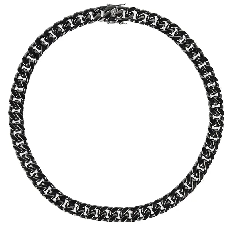 12mm Black Cuban Link Chain-4-Mixxchains