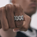 Baguette Diamond Cuban Link Ring-3-Mixxchains